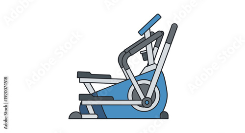 Blue Elliptical Exercise Machine Side View Illustration.