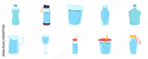 Various Water Containers Illustration