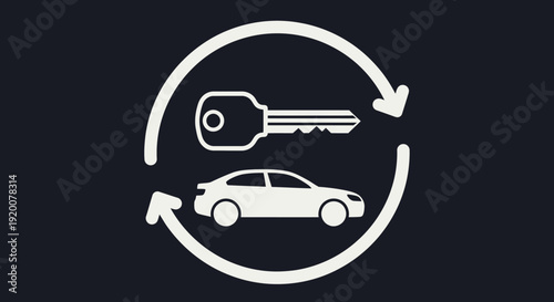 Car Key Exchange Symbol with Circular Arrows.