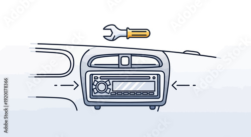Car Radio Installation and Repair Tools Illustration.
