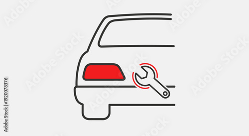 Car Repair Service Icon with Wrench and Tail Light.
