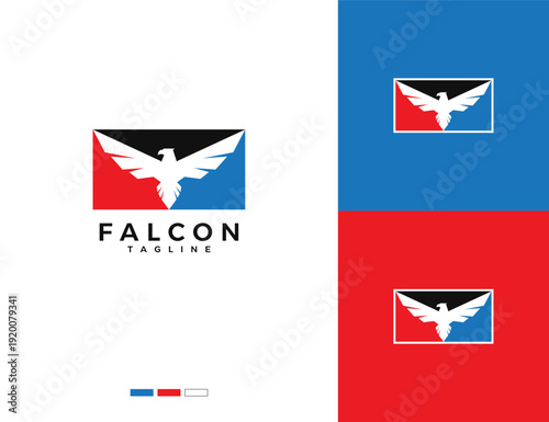 Eagle logo spreading its wings. Falcon logo. Simple and minimalist