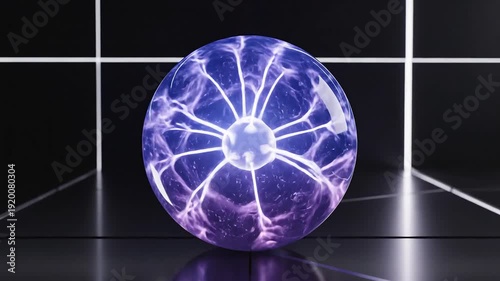 Purple Plasma Ball Electricity Experiment.