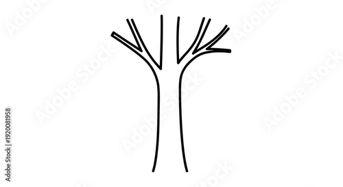 A simple black line drawing of a tree on a white background