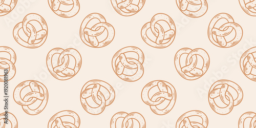 Beautiful sweet buns seamless pattern. Background with engraved sweet pastries. Print for bakery packaging and design. Vector graphics