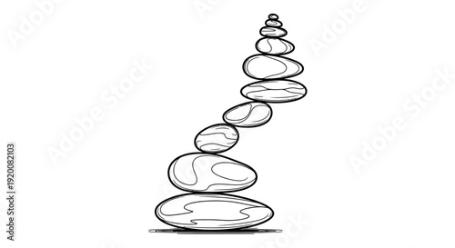 A delicate stack of balanced stones in a serene environment