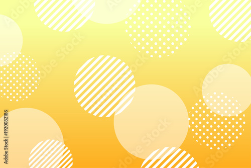 黄色パステルのドットとストライプ丸モチーフかわいいポップ背景

