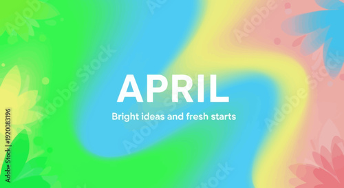 April Calendar Month Text with Colored Background.