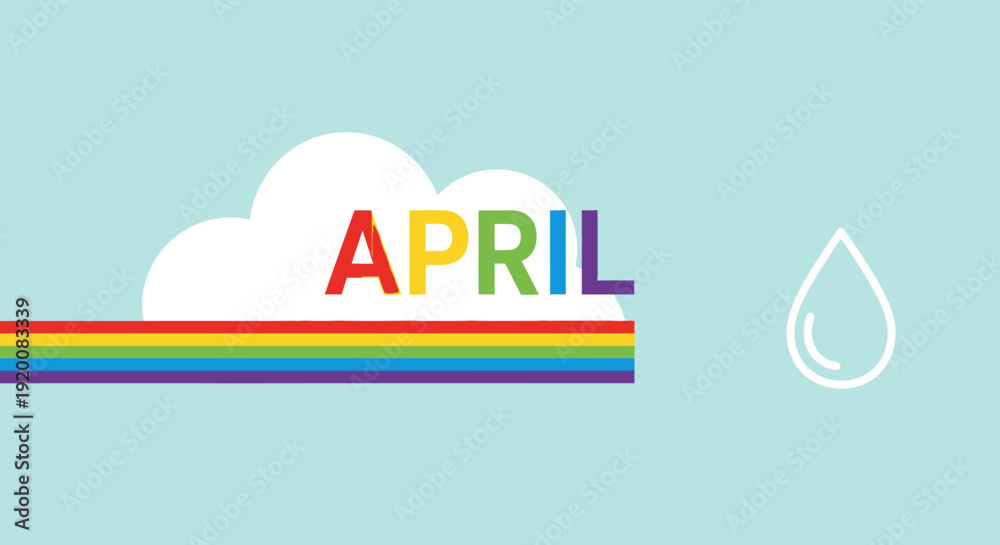 Fototapeta premium April Rain Cloud with Raindrop Symbol.