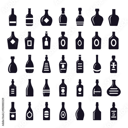 set of wine bottles big bundle bottle design silhouette 