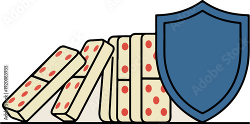 Shield Stopping Falling Dominoes Breaking the Cycle of Trauma Concept Vector
