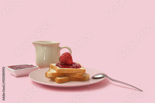Plate of tasty toasts with ...