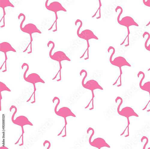 Seamless pattern with pink flamingos on black background