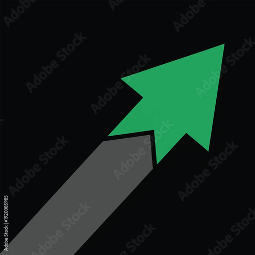 Green Arrow Pointing Upward With Shadow Effect.