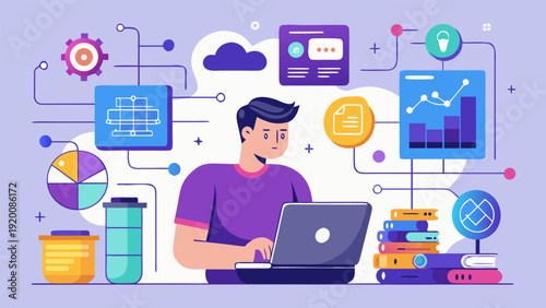 Data Infrastructure and Data Pipeline Development Vector Illustration