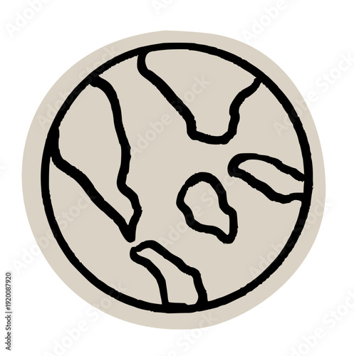 Earth planet scrapbook, doodle, sticker, collage, icon: hand drawn illustration of world globe for global, nature, ecology