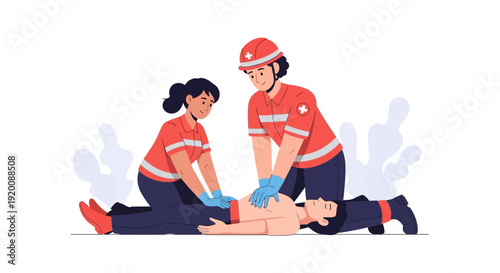Emergency responders performing CPR on a person in distress.