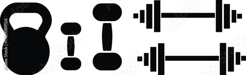 A set of black workout icons on a white background