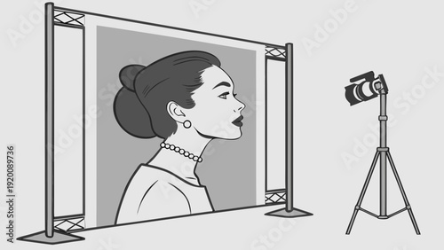 Elegant Woman Portrait Photography Setup Illustration.