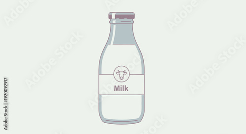 Classic Glass Milk Bottle with Label and Cap.