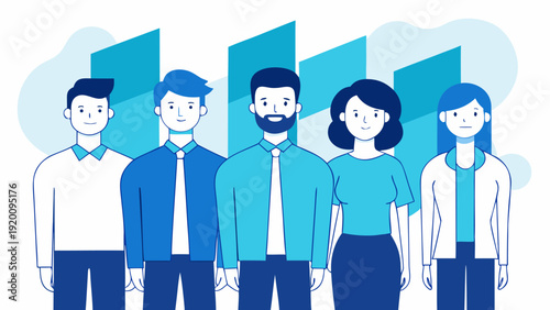 Community and unity concept with group of men and women in linear design.eps