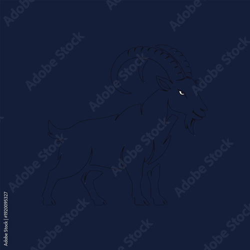 Minimalist silhouette of a ram with glowing eye.