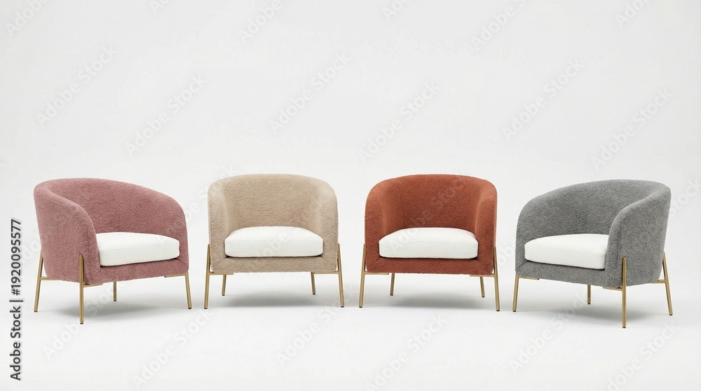 Obraz premium Modern Armchair Collection: A curated selection of contemporary armchairs, each boasting a unique color palette and minimalist design.