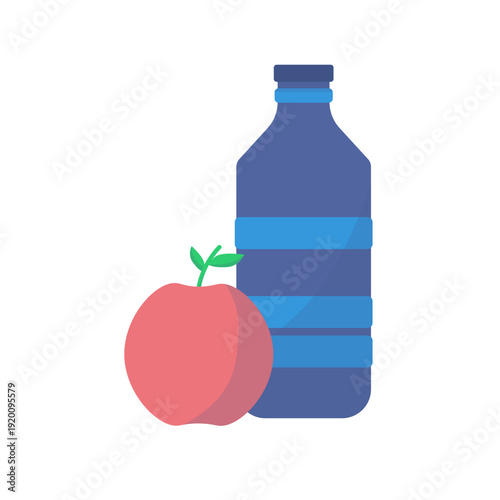 Water Bottle and Apple Icon