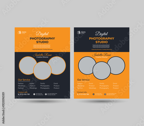 Professional Photographer Business Flyer, 2 different colors a4 flyer template design.