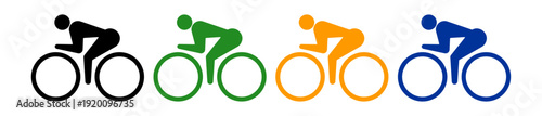 チームで走る自転車のピクトグラム（4色セット）
