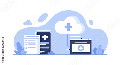 Medical documents and devices connected to cloud storage.