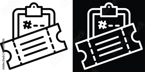 ticket Two-tone version in black and white background