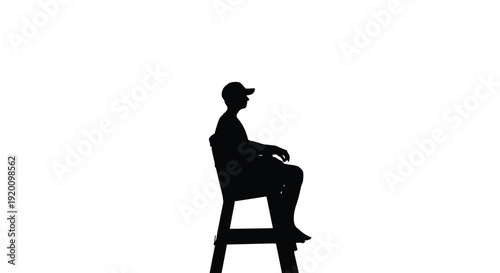 Man Sitting on Chair Silhouette Illustration