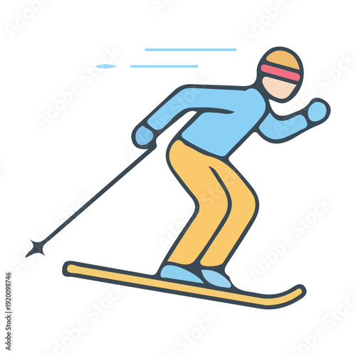 Downhill Skiing Action Icon