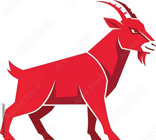 Red Goat Standing Proudly with Majestic Horns.