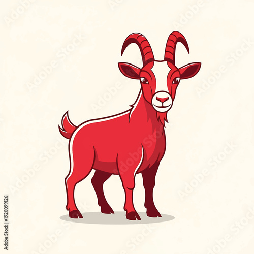 Red Goat Standing Proudly with Majestic Horns.