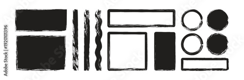 Mega collection of black ink brush strokes, brushes, lines, grungy. Dirty artistic design elements, boxes, frames. Vector illustration. EPS 10.