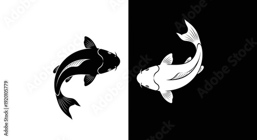 Yin Yang Koi Fish Symbolizing Harmony and Balance