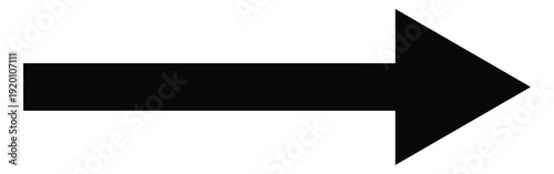 Long arrow. Black arrow pointing Right. Black arrow icon. Straight long arrow pointing. Vector black long arrow icon. Bold long arrow vector icon. A solid long arrow pointing , on a white Background. 