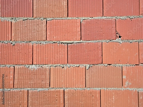 Wallpaper Mural Hollow red terracotta bricks constructing a wall texture Torontodigital.ca