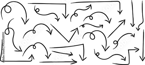 A complex network diagram with numerous arrows and curved lines