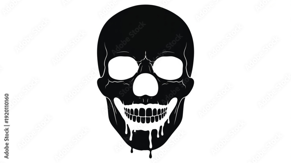 Obraz premium Black grinning skull with dripping paint and clown nose