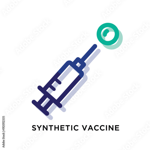 Conceptual graphic icon symbolizing the development and administration of a synthetic vaccine, representing cutting-edge medical science and future health solutions