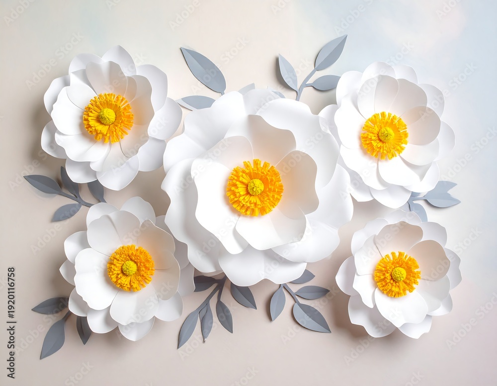 Obraz premium Elegant Paper Flowers - A Delicate Floral Arrangement.