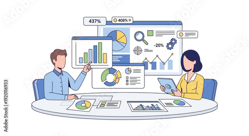 Business Meeting Analyzing Financial Data and Charts.