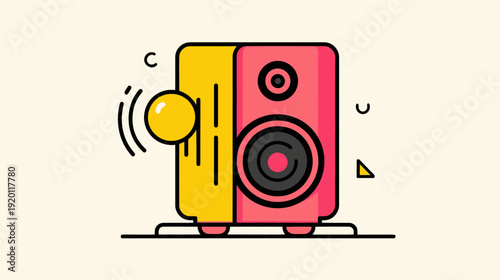 Vibrant Speaker Icon Emitting Loud Music