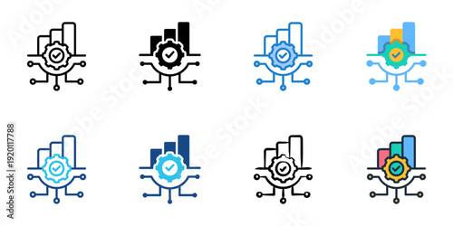AI in Business icons set multiple style collection. Editable stroke 
