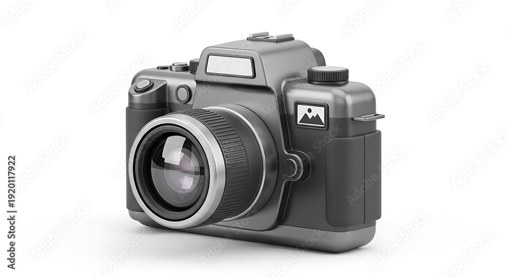 Fototapeta premium Professional camera with lens and accessories on a white background