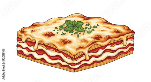Delicious baked Italian pasta dish with rich tomato sauce creamy bechamel and melted cheese layers topped with fresh basil a gourmet culinary