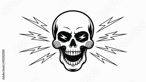 Laughing Skull with Lightning Eyes and Circular Cheek Markings